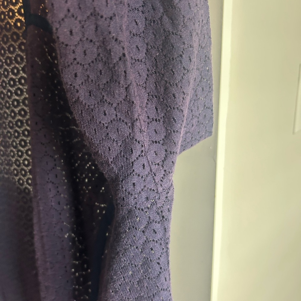 Chico’s Eyelet Lace Open Front Layering Topper Art Wear Relaxed Modest Lagenlook - Picture 5 of 6